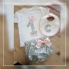 Pack cumpleaños conjunto braguita /camiseta y  babero unicornios