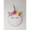 Bastidor decorativo unicornio multicolor/plumeti blanco