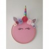 Bastidor decorativo unicornio multicolor/plumeti rosa
